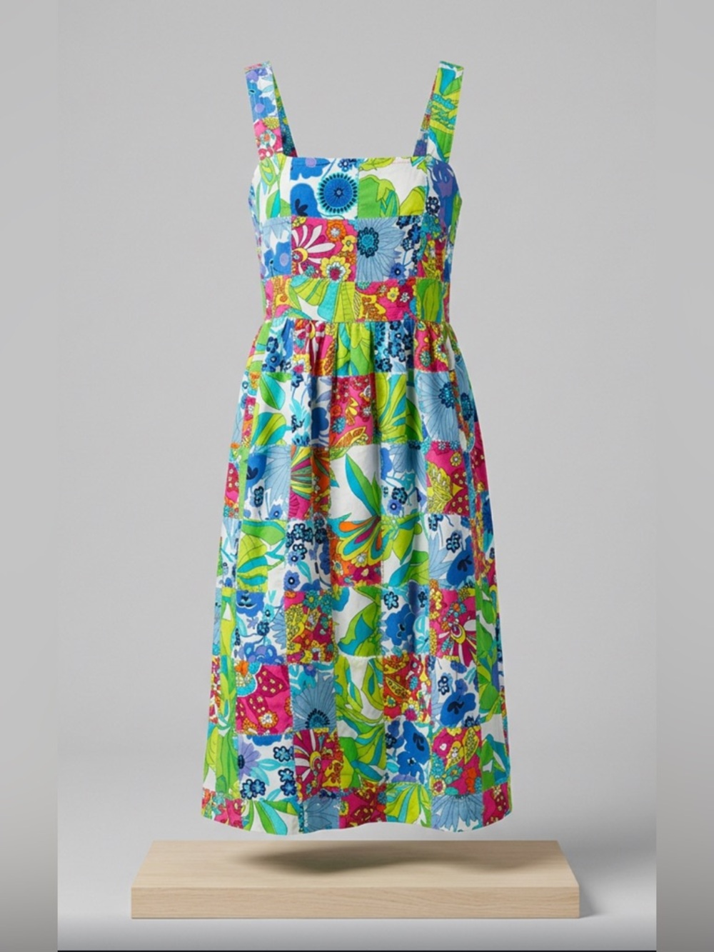 Bright Floral Patchwork Sundress - Blue & Green